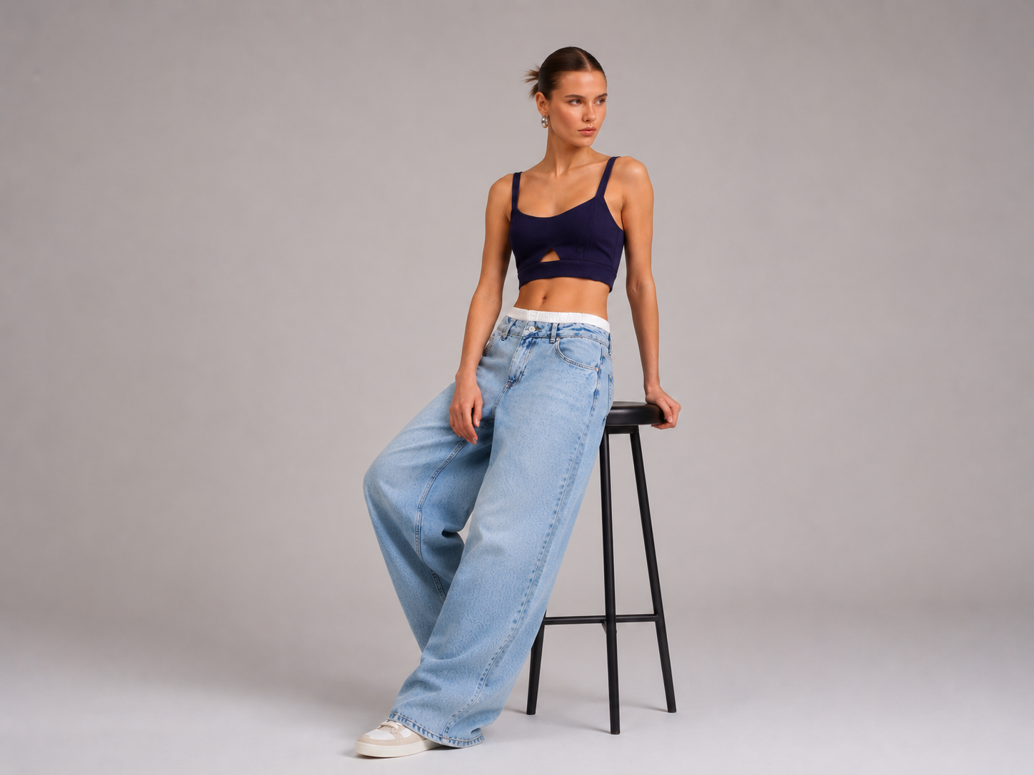 Top Cropped Azul Marinho Essential