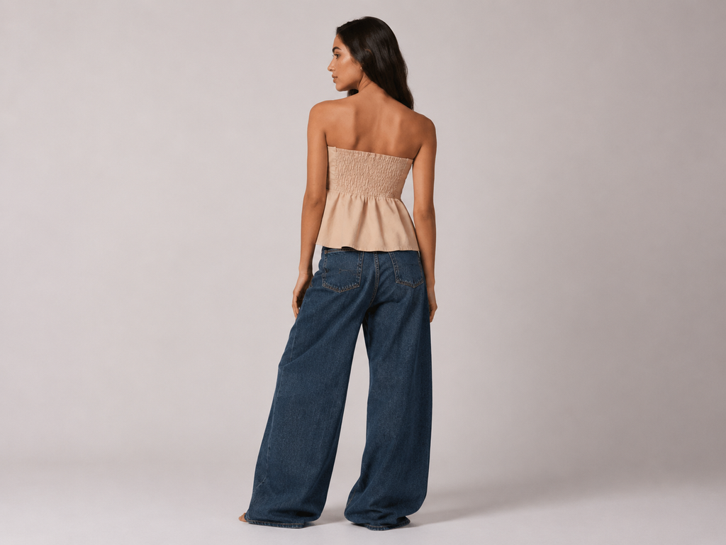 Top Tomara que Caia Bege Atelier