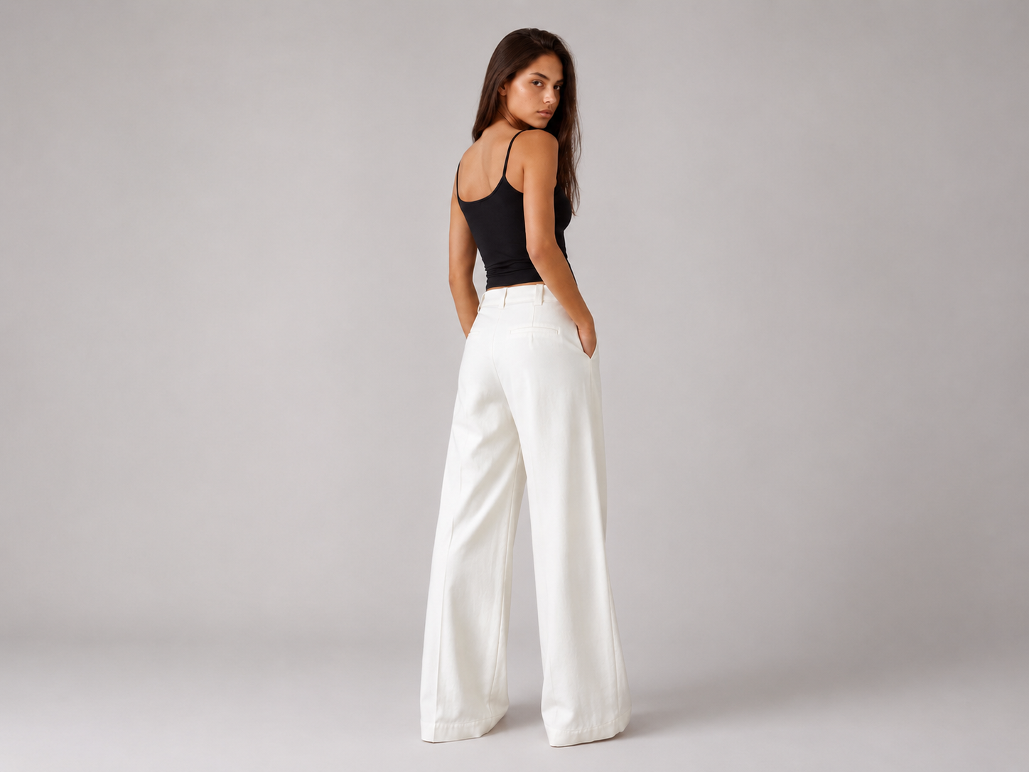 Calça Pantalona Linho Off White Serene