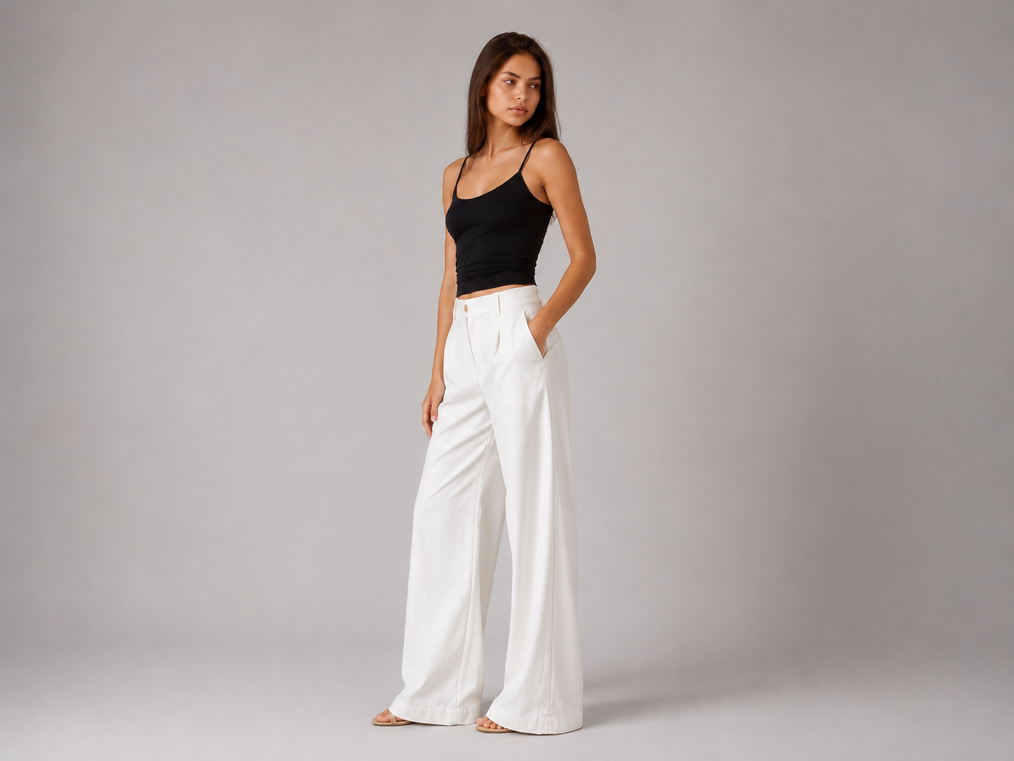 Calça Pantalona Linho Off White Serene