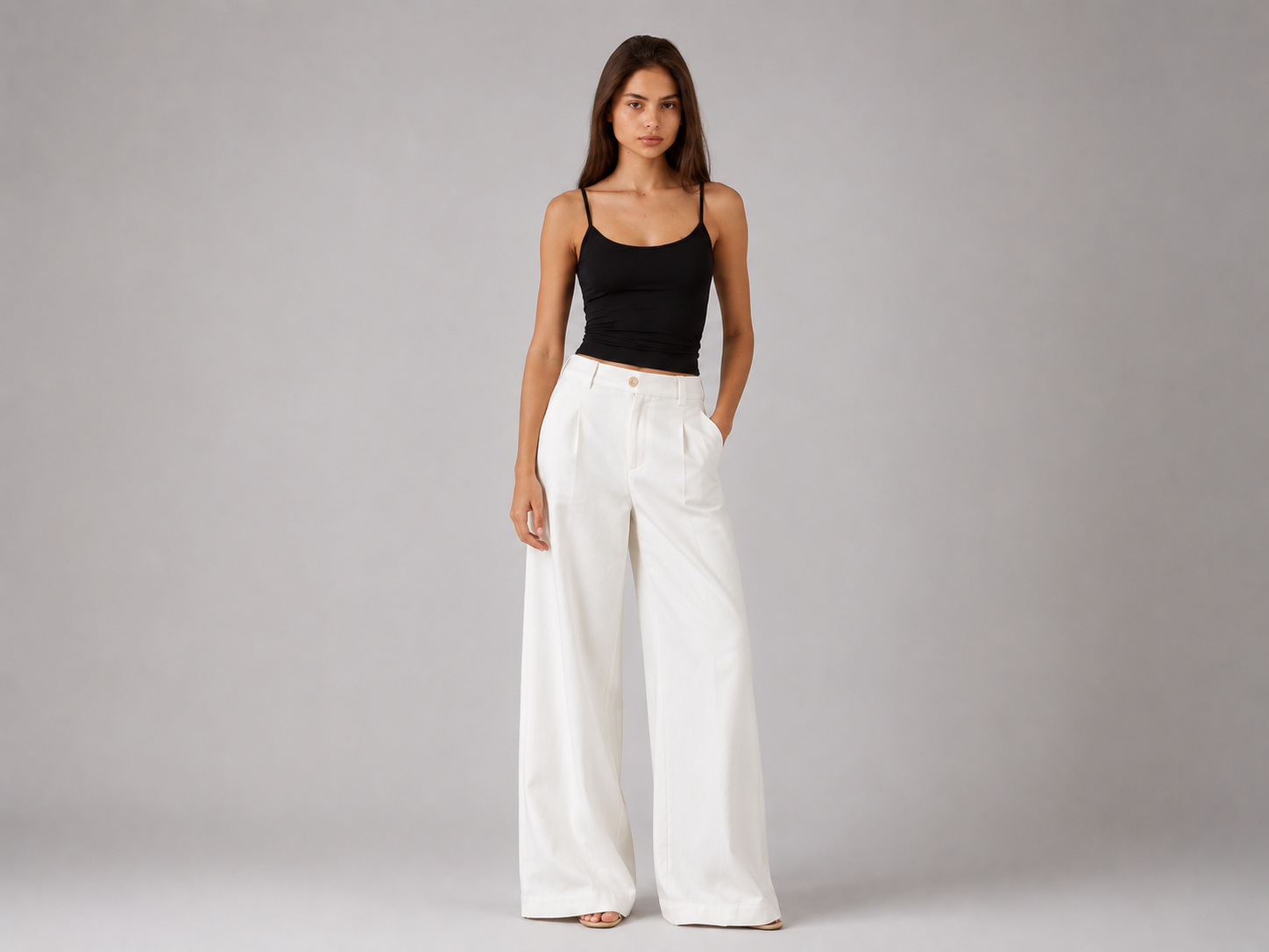 Calça Pantalona Linho Off White Serene