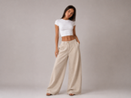 Calça Pantalona Linho Natural Elegance