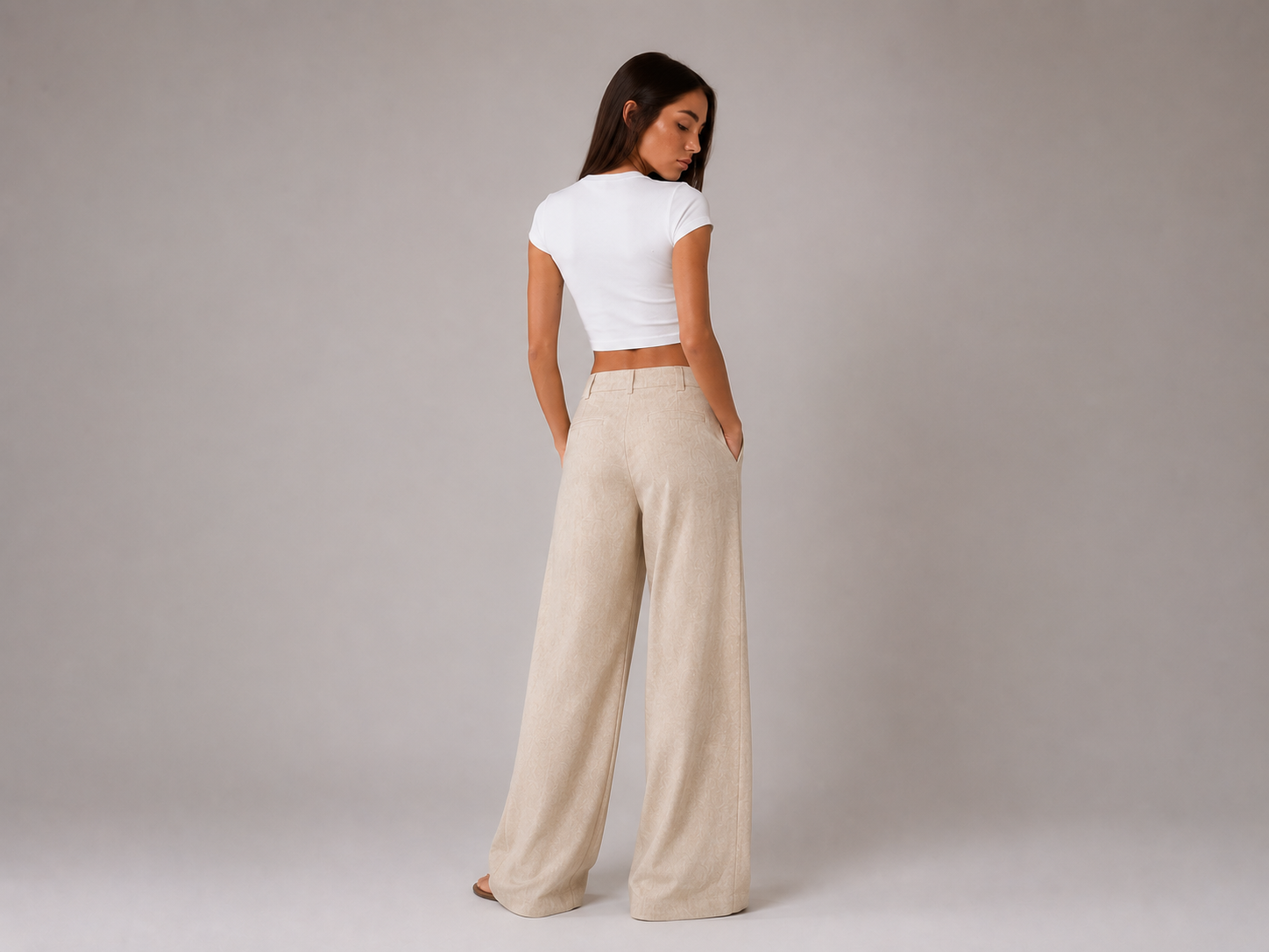 Calça Pantalona Linho Natural Elegance