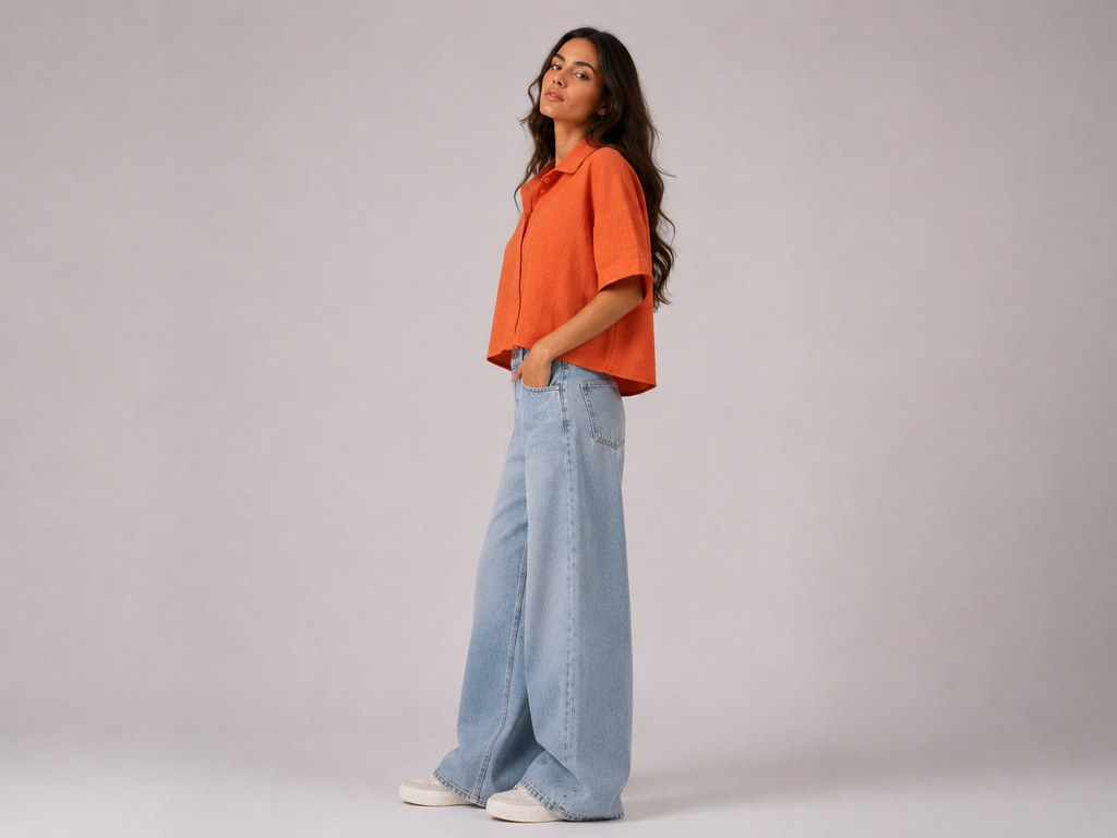 Camisa Linho Laranja Intense