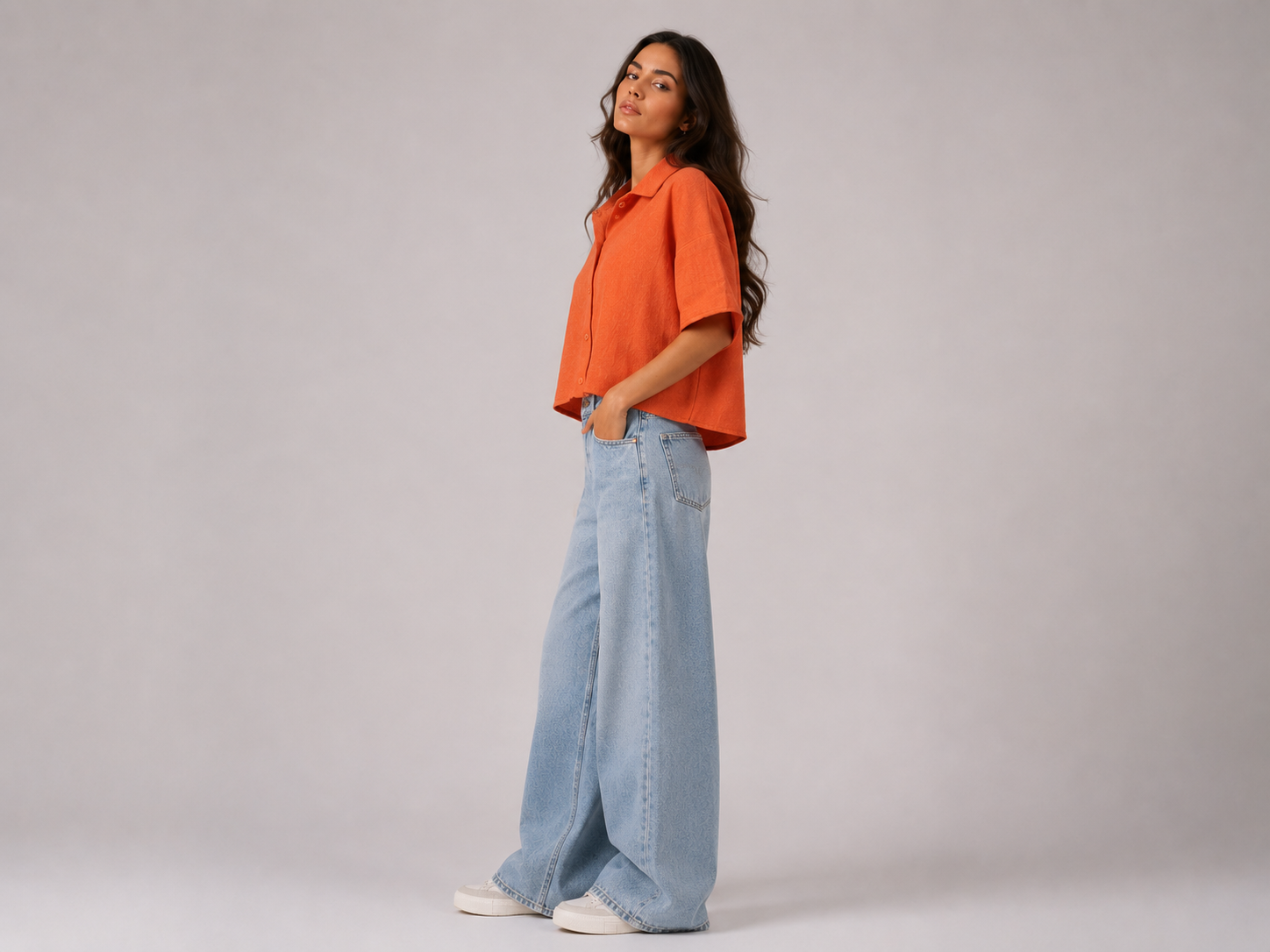 Camisa Linho Laranja Intense