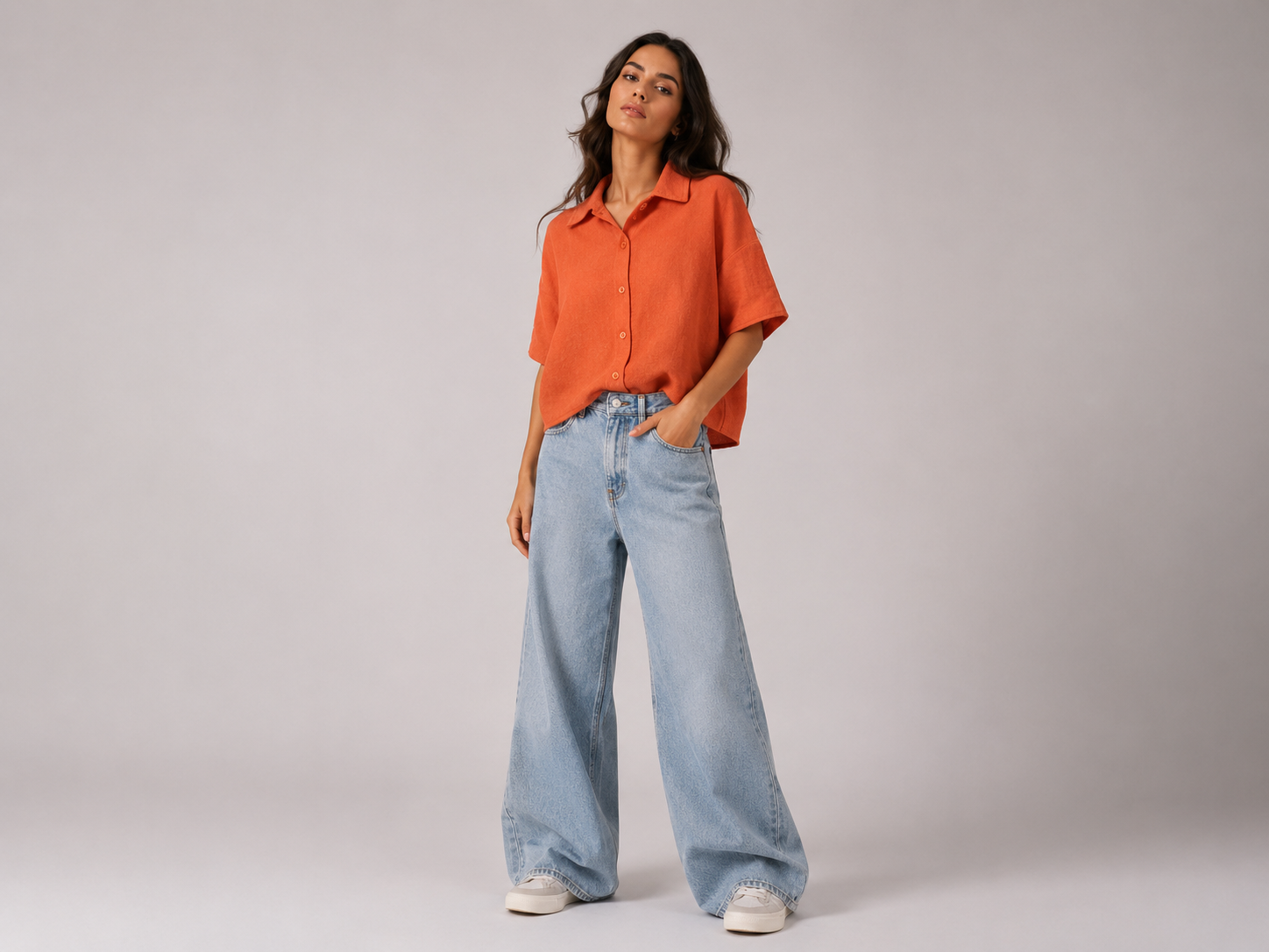 Camisa Linho Laranja Intense