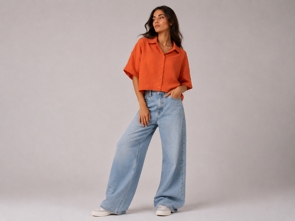 Camisa Linho Laranja Intense