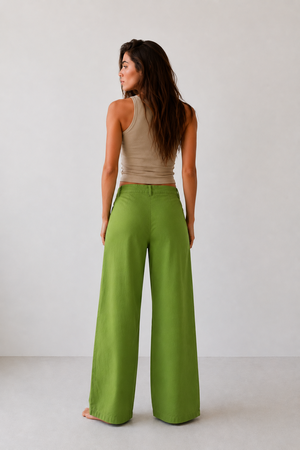 Calça Pantalona Linho Blend Verde Lima