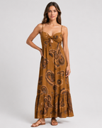 Vestido Longo Paisley Terracota
