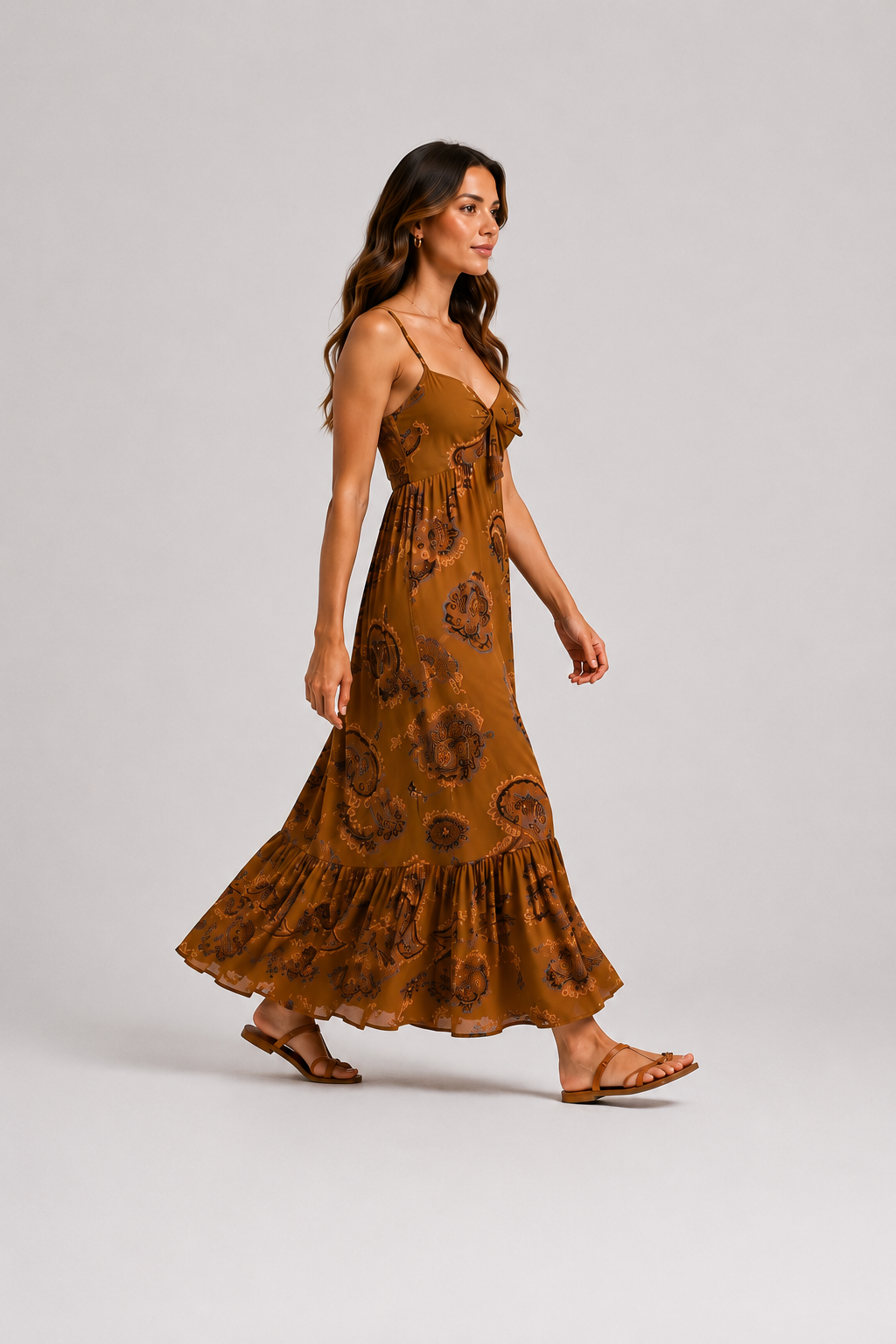 Vestido Longo Paisley Terracota