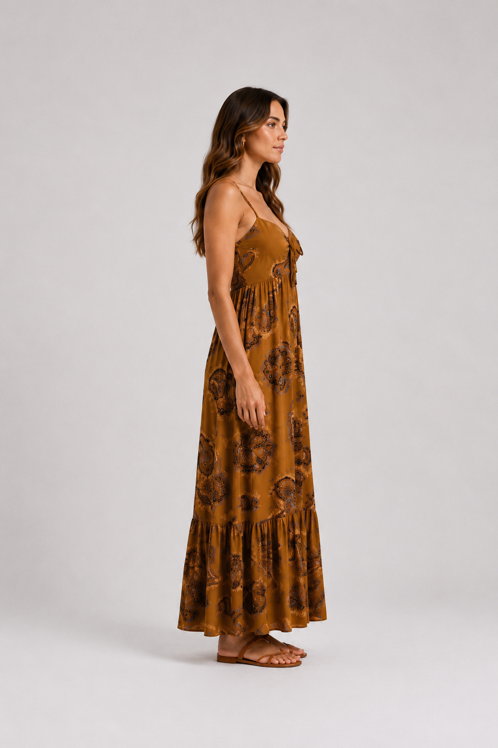 Vestido Longo Paisley Terracota